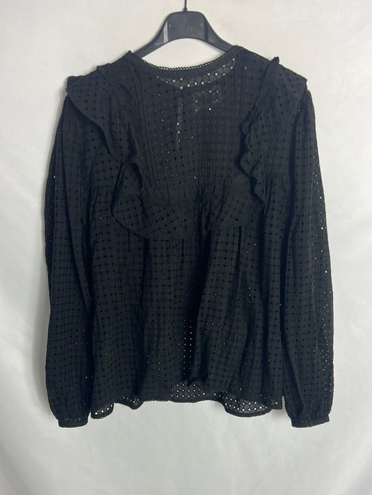 BIMBA Y LOLA. Blusa negra troquelada. T S