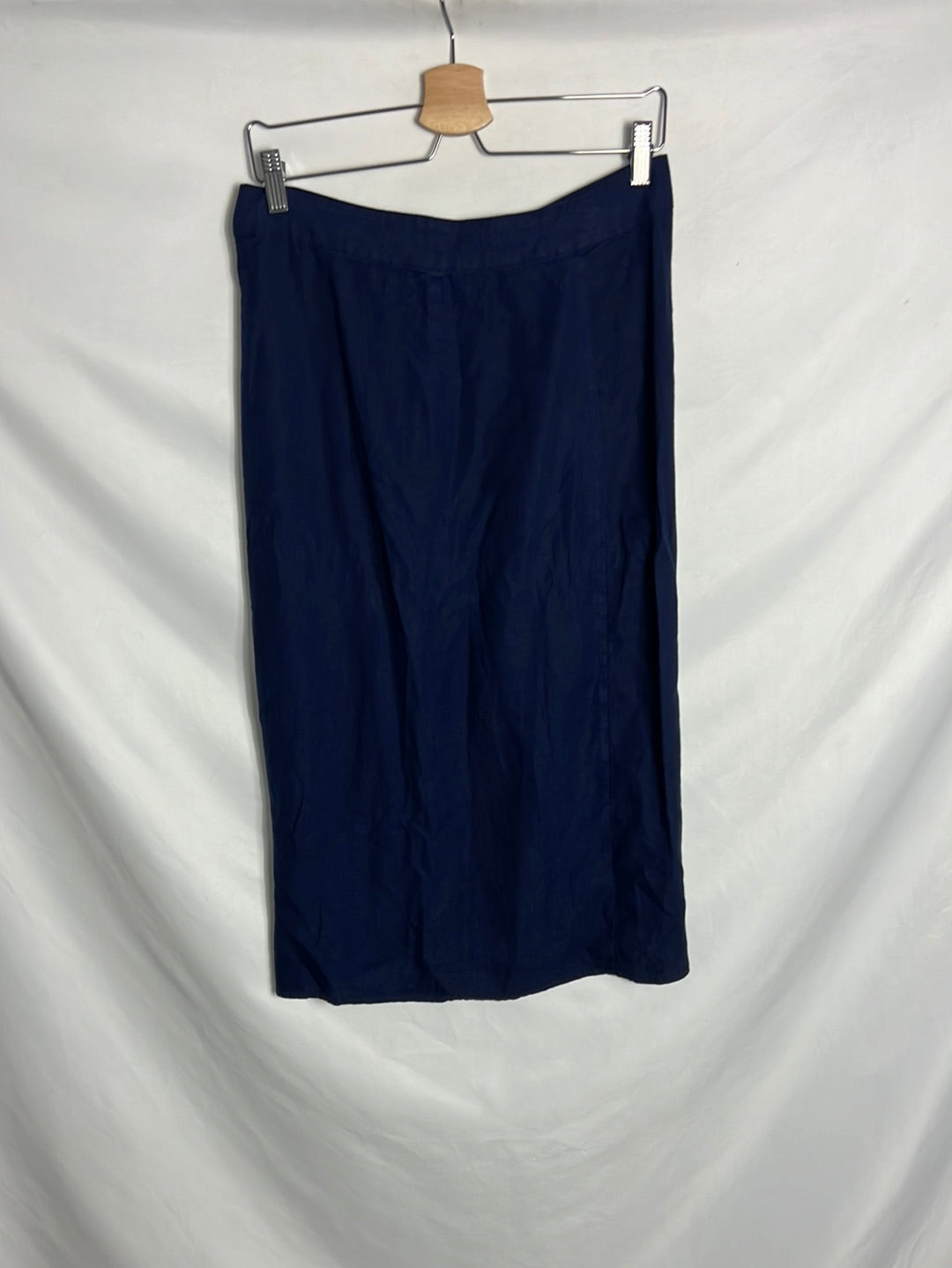 ZARA.Falda azul midi Lino asimétrica. T L