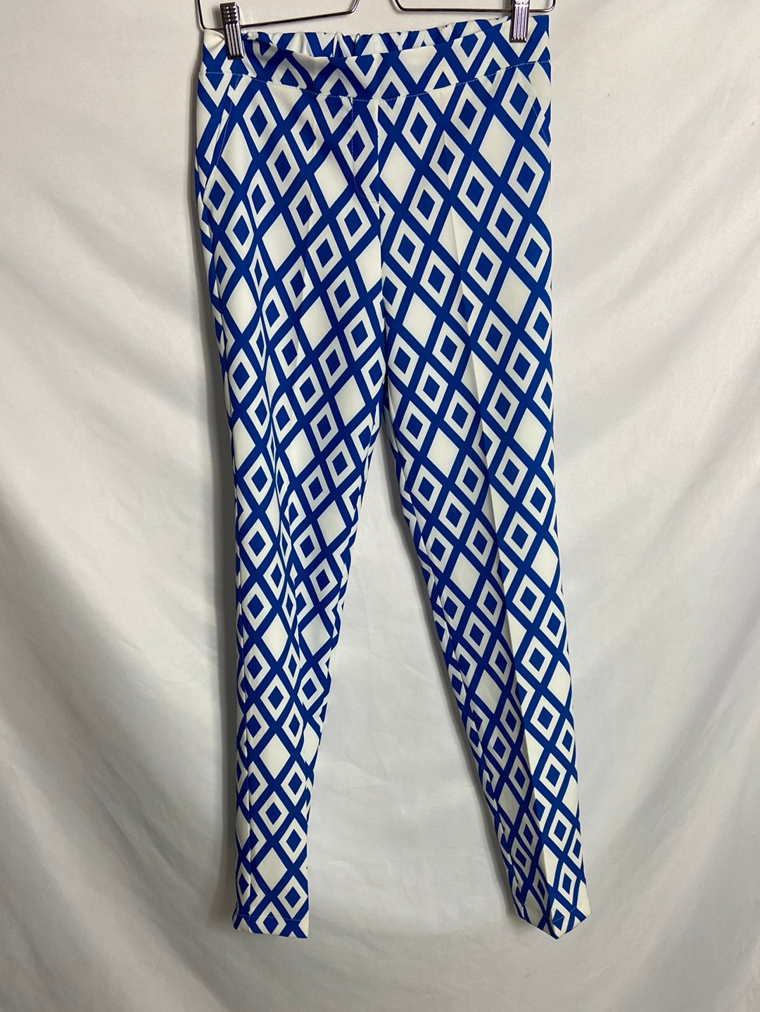 FALCATA. Pantalón azul estampado rombos T.40