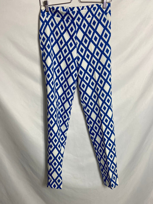 FALCATA. Pantalón azul estampado rombos T.40