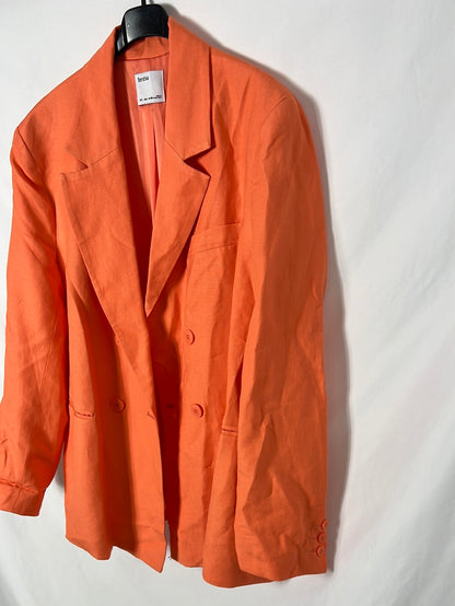 BERSHKA. Blazer naranja lino T.l