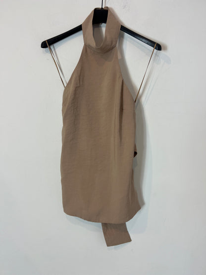 ZARA. Top beige espalda al aire T.xs