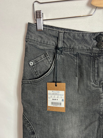 MASSIMO  DUTTI . Falda corta denim gris. T 40