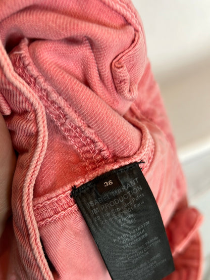 ISABEL MARANT.Denim pata ancha rosa efecto desgastado . T 36