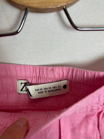 ZARA. Bermuda rosa lino fluida  T XS