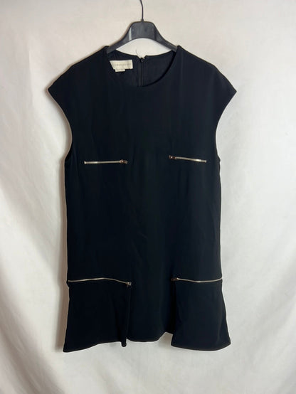 STELLA McCARTNEY. Vestido negro corto cremalleras . T 44