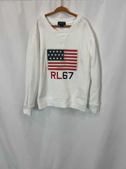 POLO RALPH LAUREN. Sudadera blanca logo. T 6 años