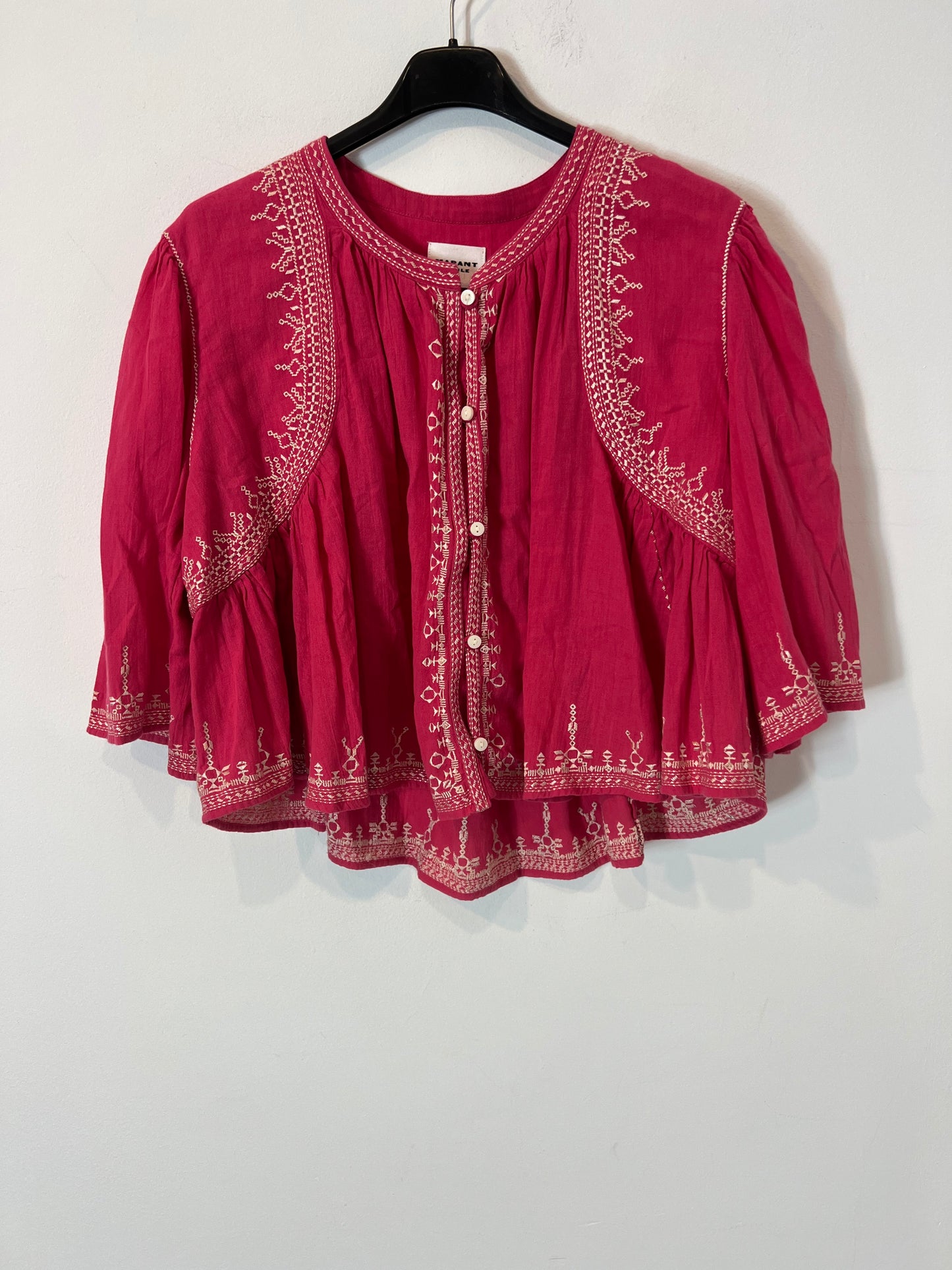 ISABEL MARANT ETOILE. Blusa rosa bordada. T 36