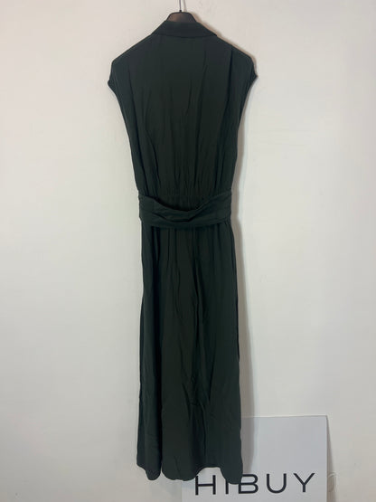 MASSIMO DUTTI. Vestido largo verde T.40