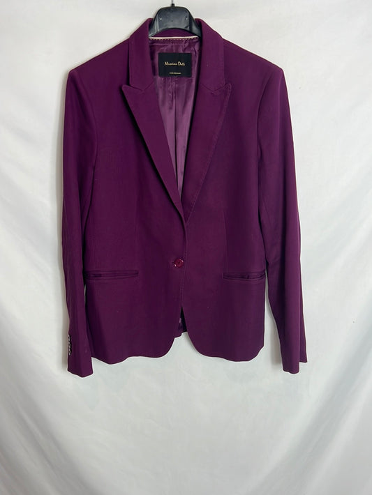 MASSIMO DUTTI. Blazer morada textura. T 42 (M)