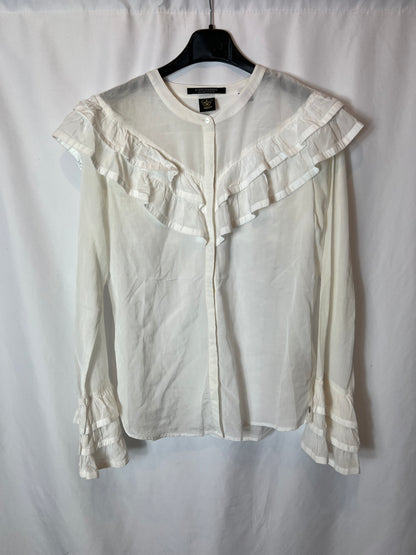 SCOTCH&SODA. Blusa blanca volantes T.s