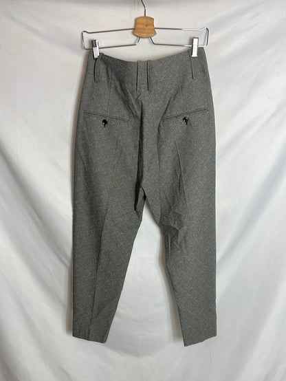 ISABEL MARANT. Pantalón gris jaspeado pinzas. T 36