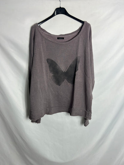 THE HIP TEE. Sudadera morada reversible. T L