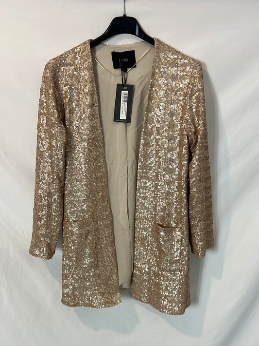 HAKEI. Blazer beige lentejuelas T.l