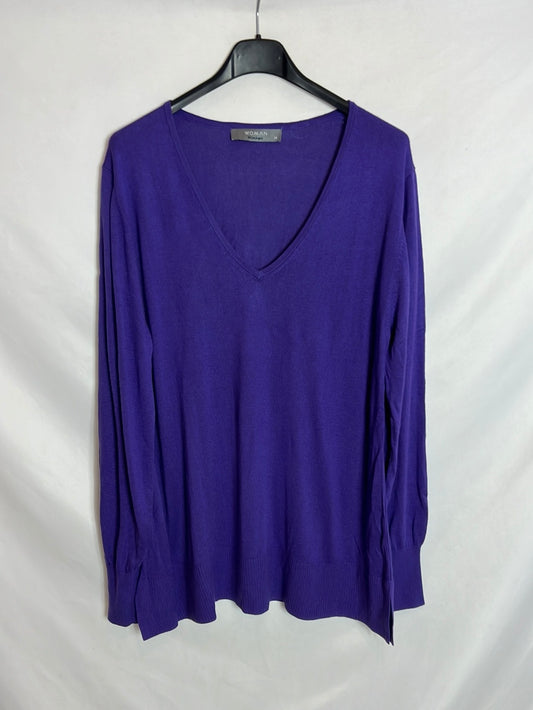 EL CORTE INGLÉS. Jersey morado cuello pico T M