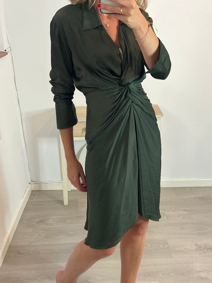 ZADIG&VOLTAIRE .Vestido midi verde nudo. T S