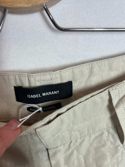 ISABEL MARANT . Pantalón beige textura brillo. T 34