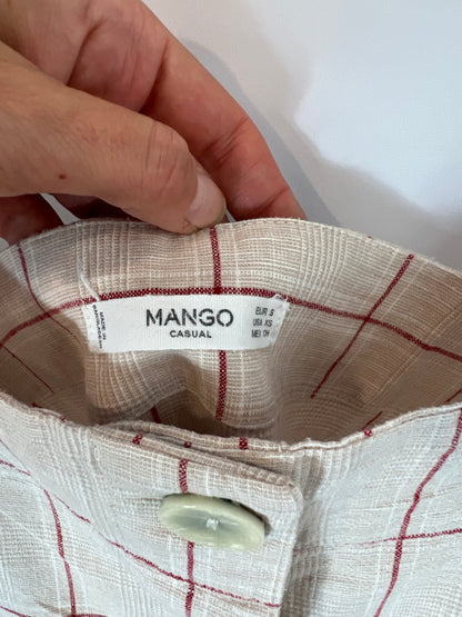 MANGO. Top cuadros abotonado. T S