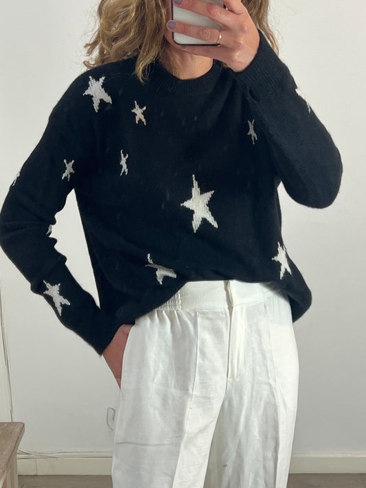 ZADIG&VOLTAIRE. Jersey negro cashmere estrellas. T XS