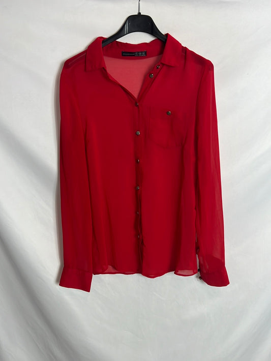 PRIMARK. Blusa roja semitransparente . T 36