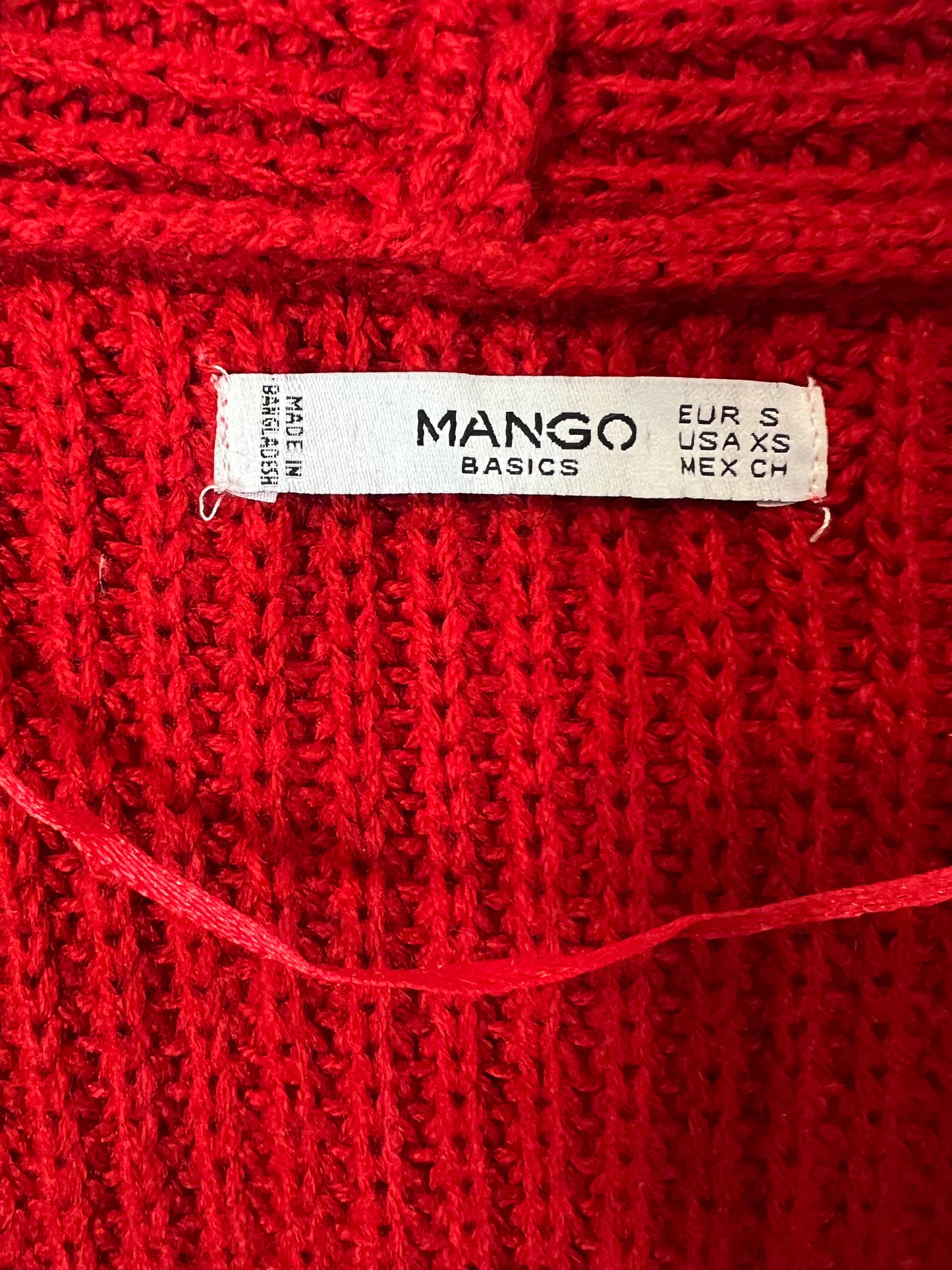 MANGO. Cárdigan rojo abierto T.s