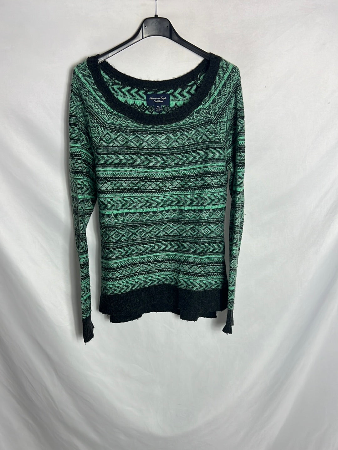 AMERICAN EAGLE. Jersey verde y gris apertura . T M