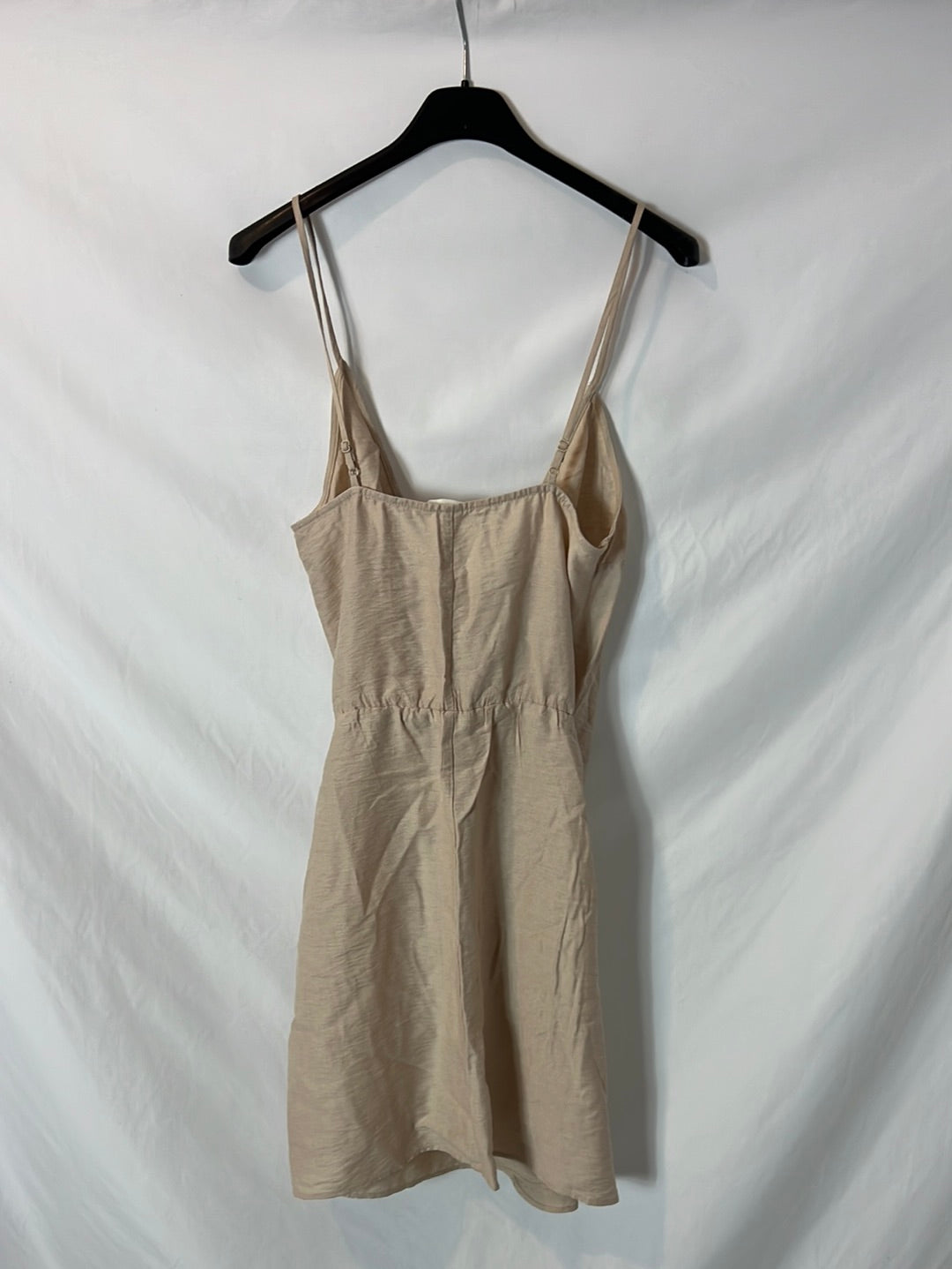 H&M. Vestido corto beige textura. T XS