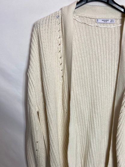 MANGO. Chaqueta punto beige T.S