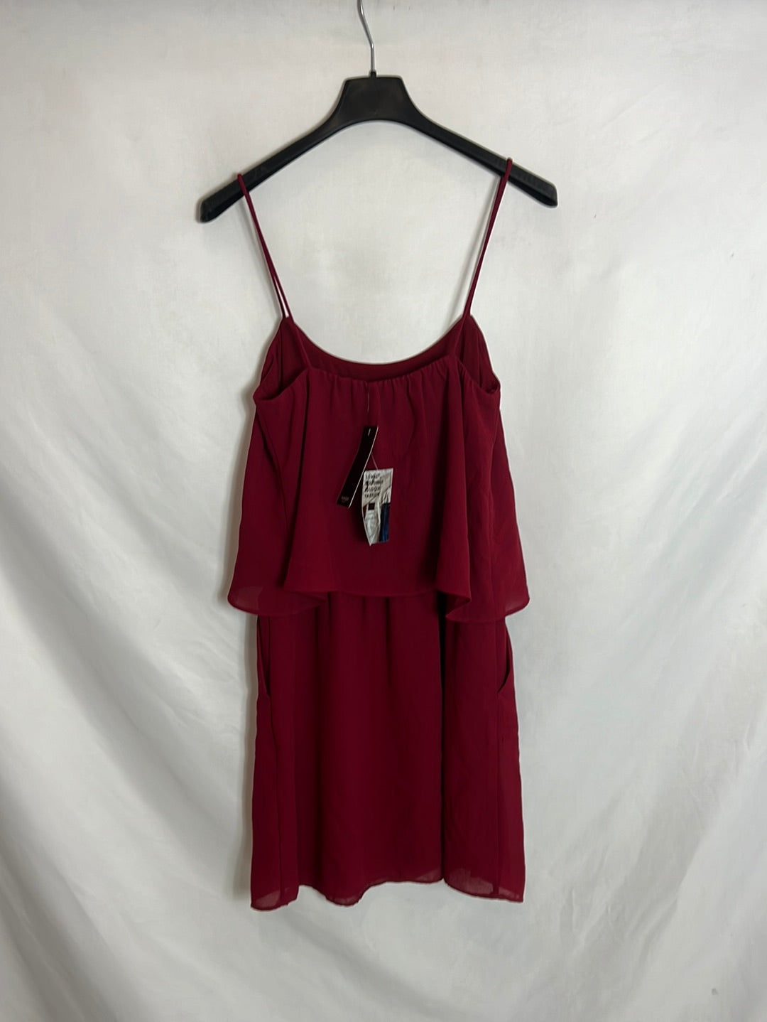 MANGO. Vestido burdeos tirantes. T S