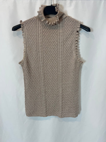 ZARA. Top beige encaje T.s