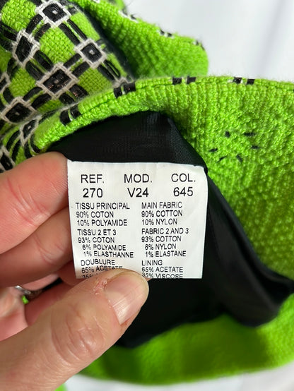 CARVEN. Chaqueta verde bordados texturas. T 36