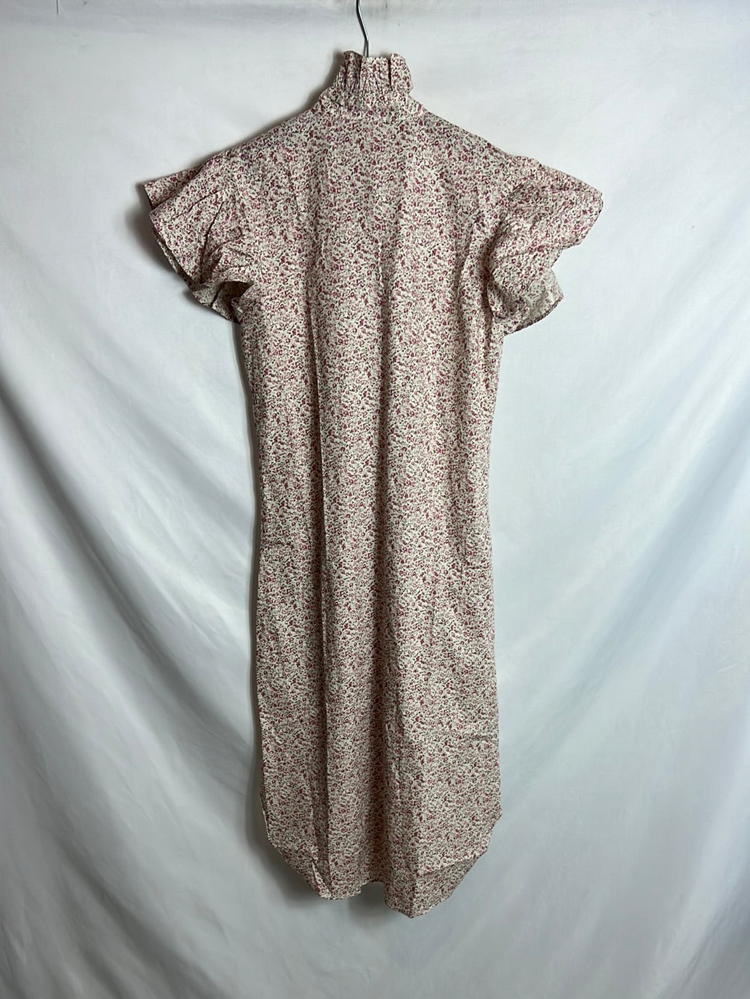 POPPELIN. Vestido beige flores T.s