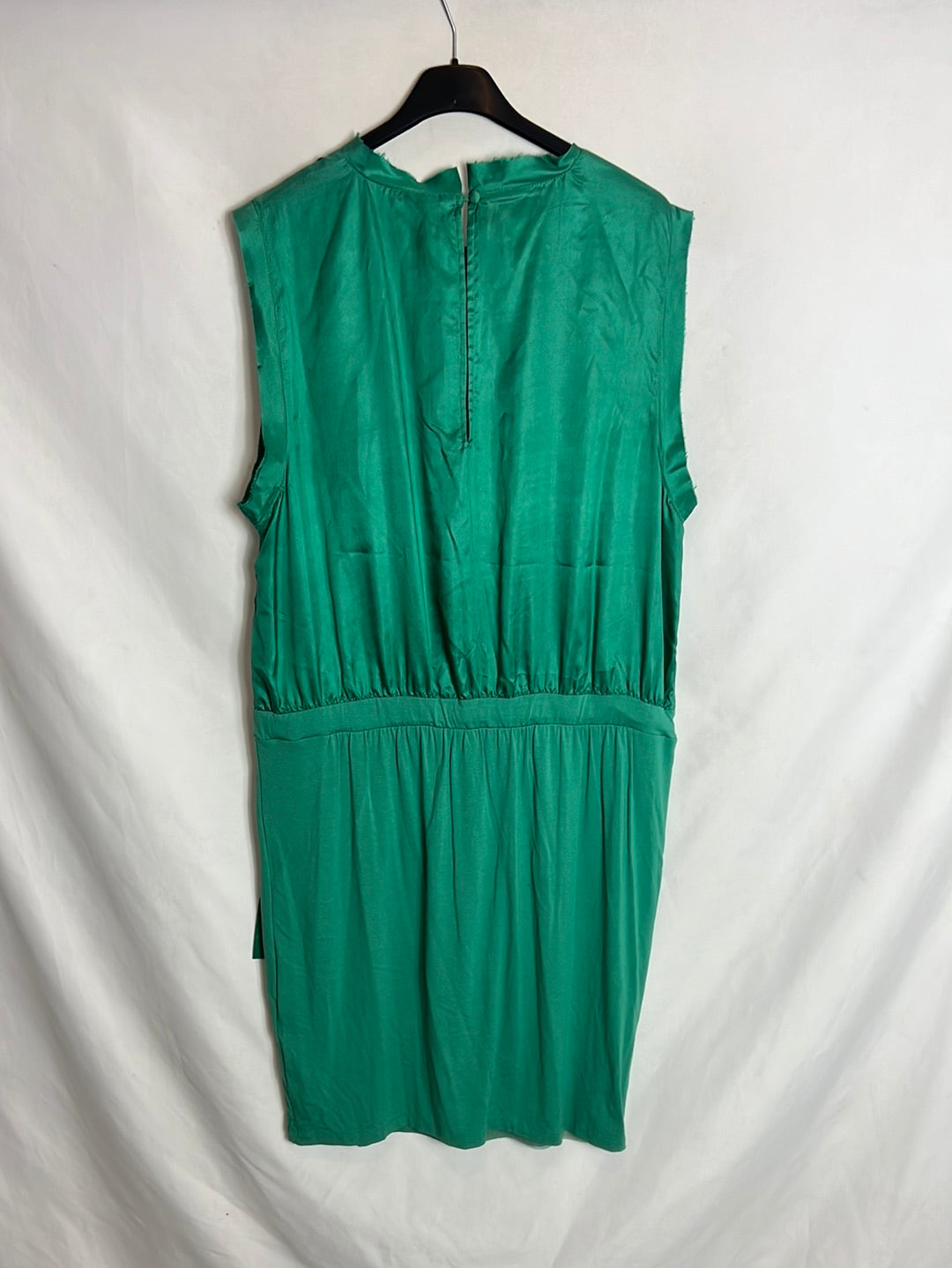 INTROPIA. Vestido verde doble textura. T XXl