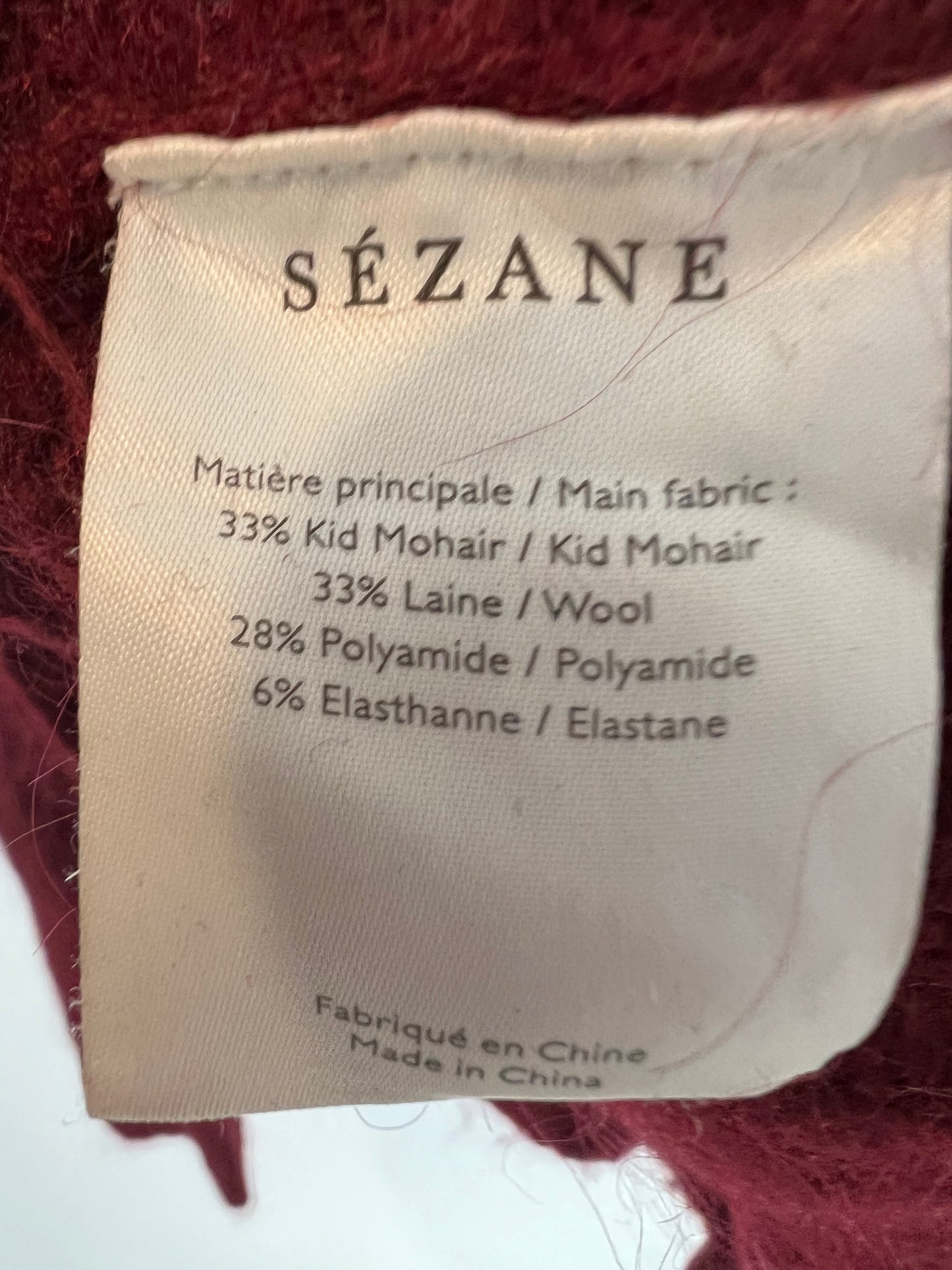 SEZANE. Jersey burdeos botones T.s