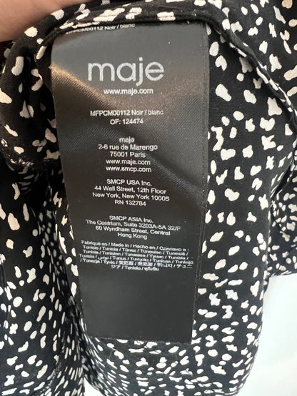 MAJE. Blusa negra fluida estampada. T 2(M)