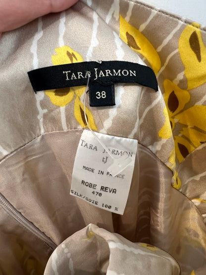 TARA JARMON. Vestido corto seda estampado. T 38