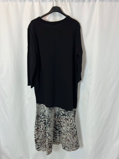 ZARA. Vestido midi doble textura. T XL