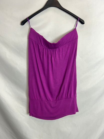 H&M. Top morado palabra de honor. T S