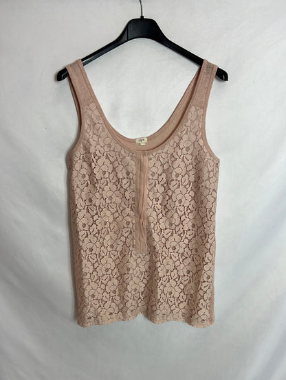 J. CREW. Top rosa claro encaje. T XS