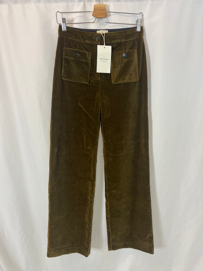 SEZANE. Pantalón terciopelo verde T.36