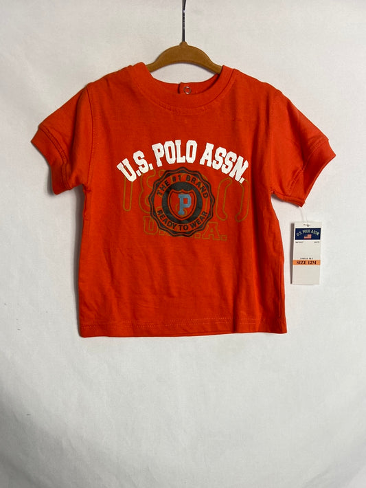 US POLO ASSN. Camiseta naranja logo. T 12 meses