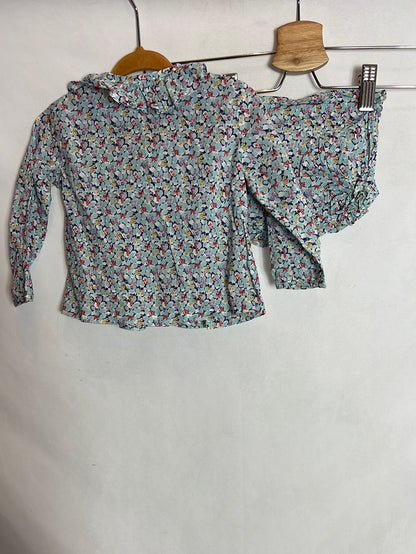 GOCCO. Conjunto blusa y culetin flores. T 9-12 meses