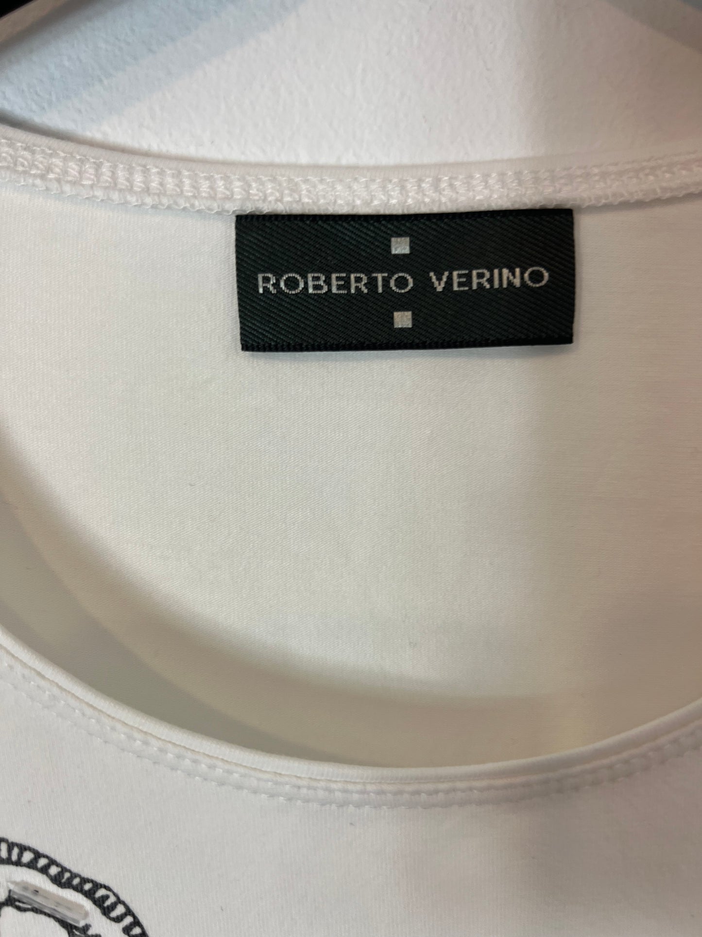 ROBERTO VERINO. Top estampado abalorios. T M