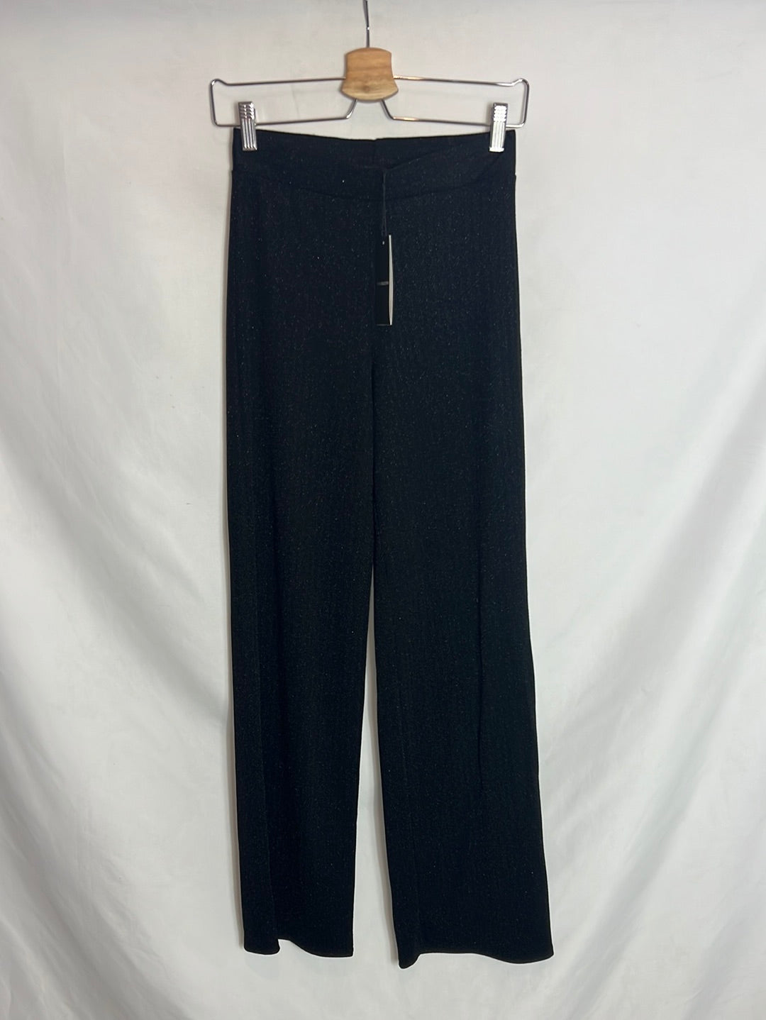 SFERA. Pantalón negro semitransparente hilos brillo. T S