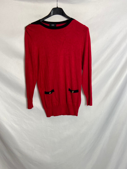 F&F. Jersey fino rojo bolsillos. T U (S)