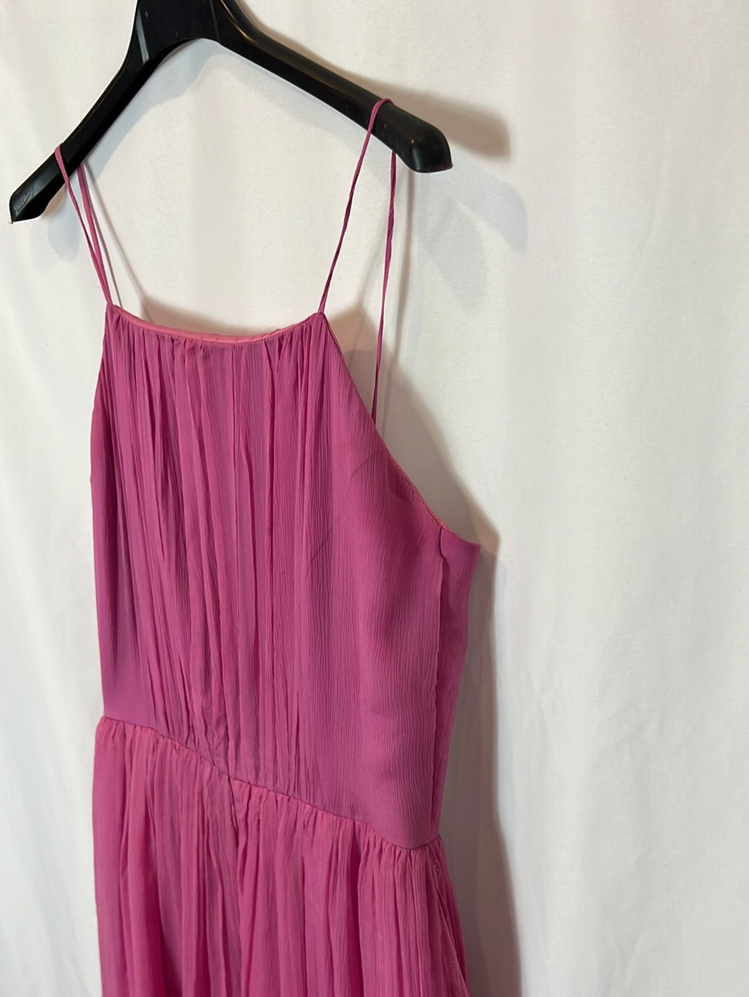 DAVID CHRISTIAN. Vestido midi rosa gasa. T 38