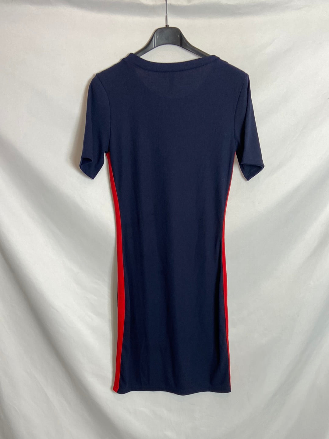 H&M. Vestido azul detalle rayas. T 36