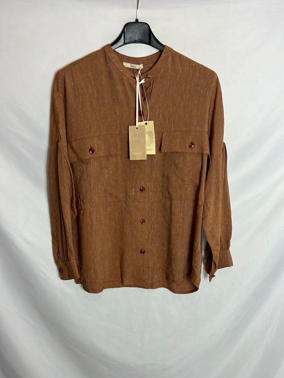 SESSÙN. Blusa camel jaspeada. TXS ( S/M)