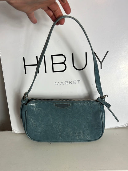 MANGO. Bolso mini azul asa corta