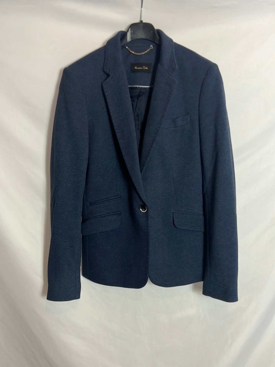 MASSIMO DUTTI. Blazer azul jaspeada algodón. T 40